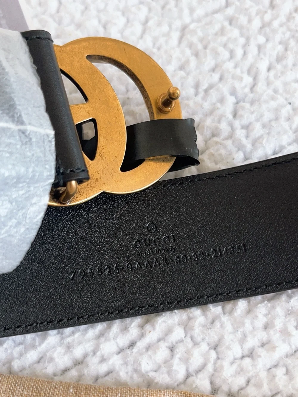 Gucci Men’s Plutone Calfskin Geometric Double G W40mm Belt
